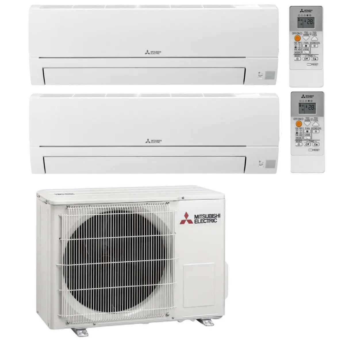 Mitsubishi Duosplit Klimaanlage 2 Räume MXZ-2HA50VF + MSZ-HR25VF + MSZ-HR35VF
