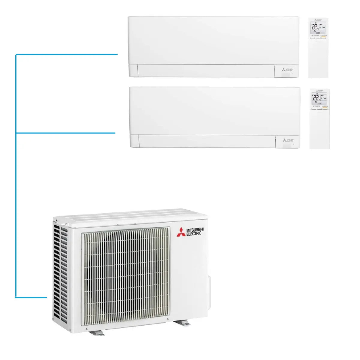 Mitsubishi Electric Multi-Split Klimaanlage MXZ-2F53VF5 + MSZ-AY25VGK2 + MSZ-AY35VGK2, 2 Räume